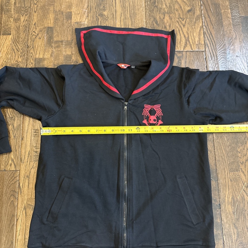 Dolly+Delly Zip Up Sweatshirt Japanese Alt Harajuku Sailor Collar Black L - Picture 6 of 9